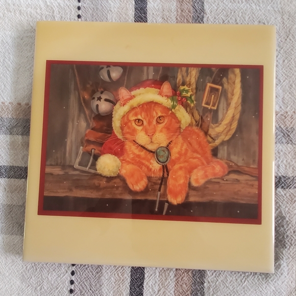 Donna Race Other - Vintage Christmas Cat Tile Decoration